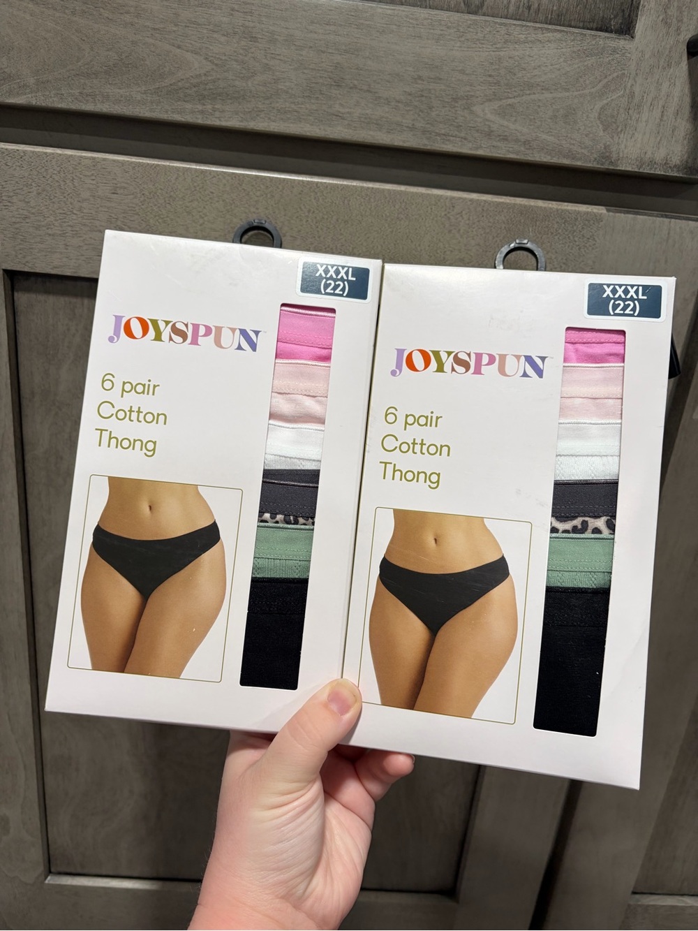Joyspun Women's 6-Pair Cotton Thong Packs, bundle of 2